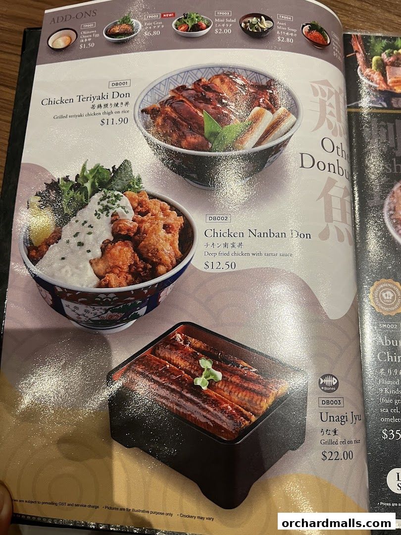 Menu page for Aburi-EN Isetan Scotts