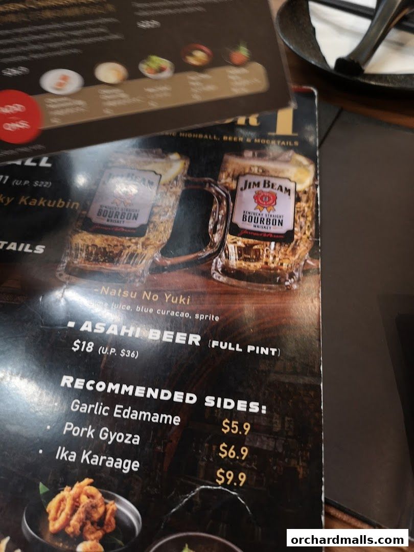 Menu page for Aburi-EN Isetan Scotts