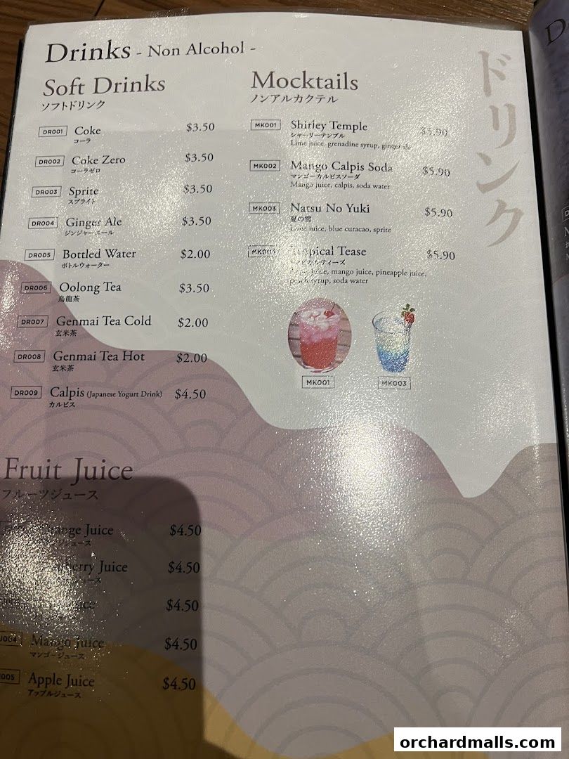 Menu page for Aburi-EN Isetan Scotts