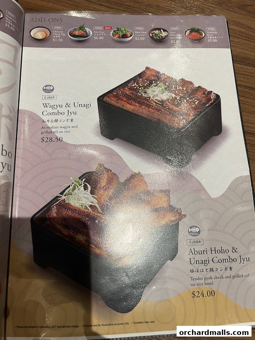 Menu page for Aburi-EN Isetan Scotts