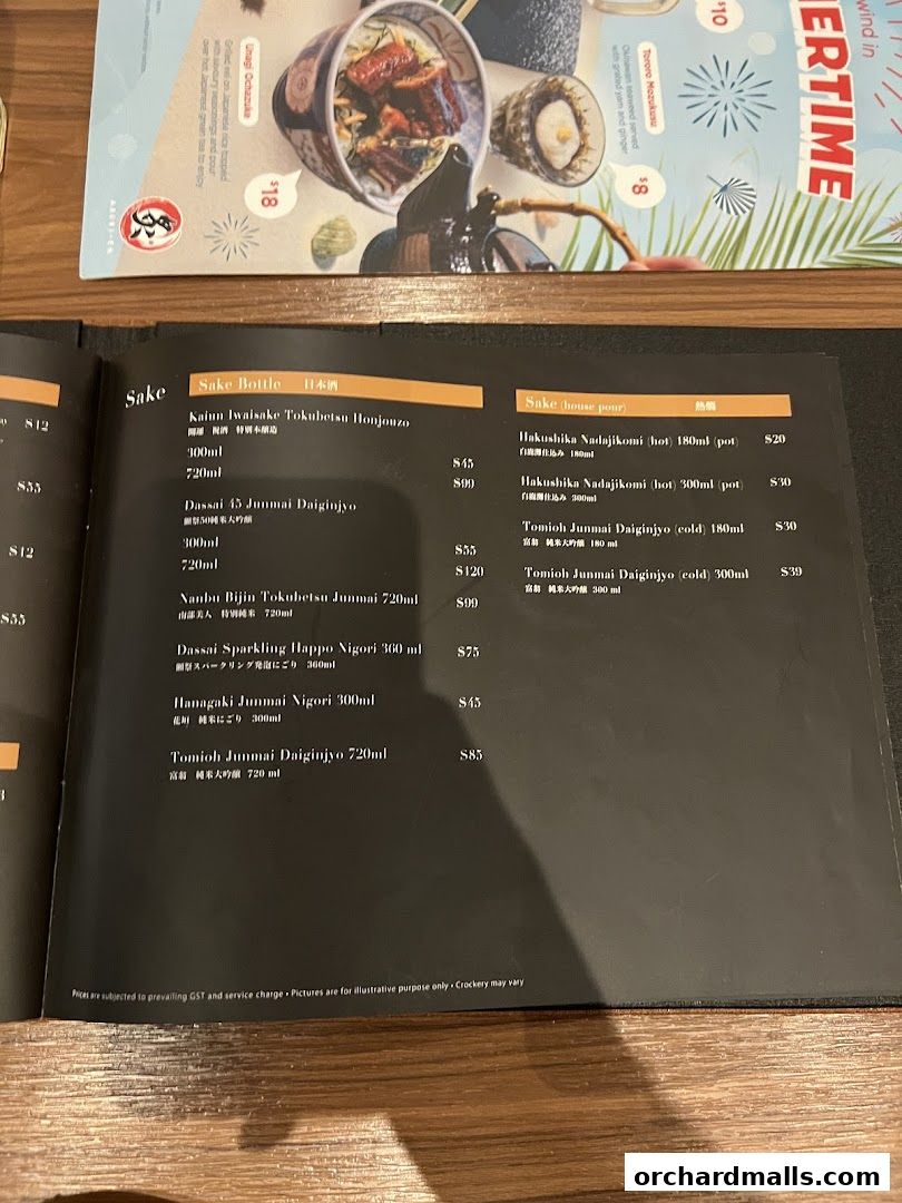 Menu page for Aburi-EN Isetan Scotts