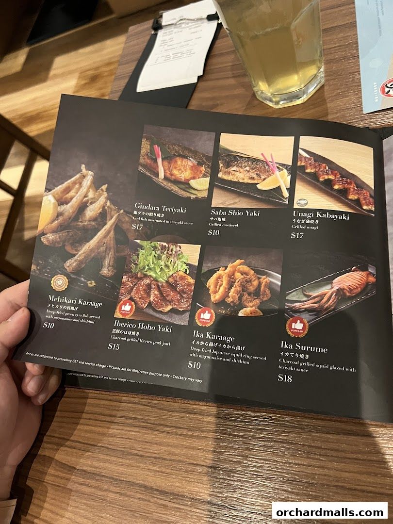 Menu page for Aburi-EN Isetan Scotts