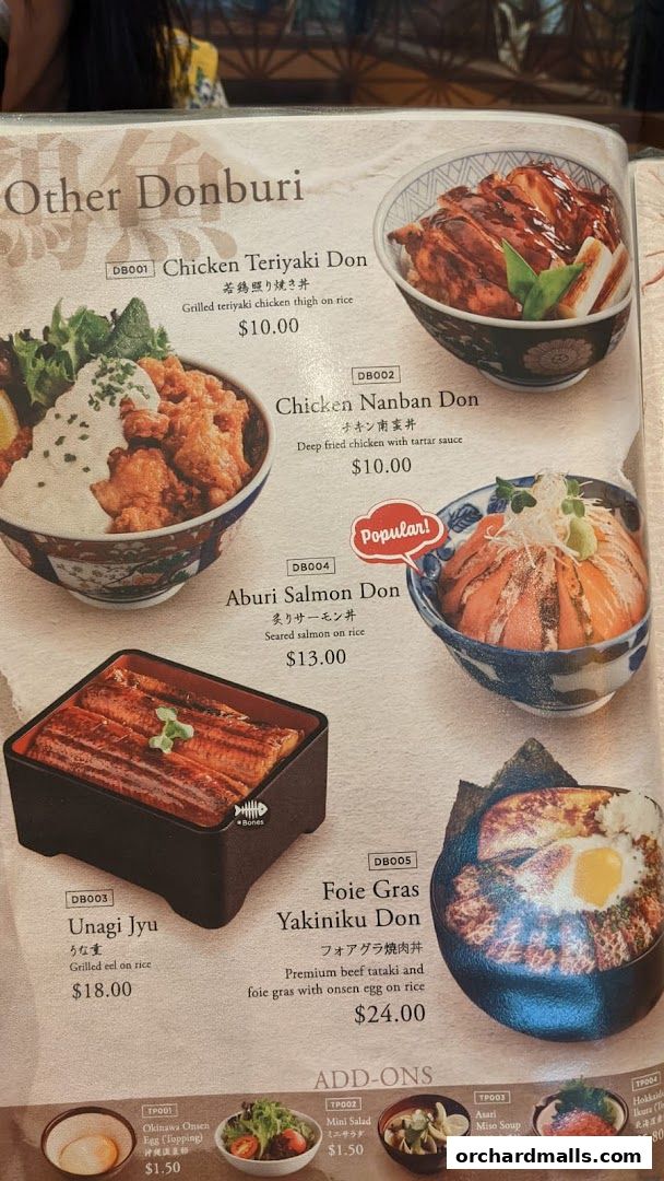 Menu page for Aburi-EN Isetan Scotts