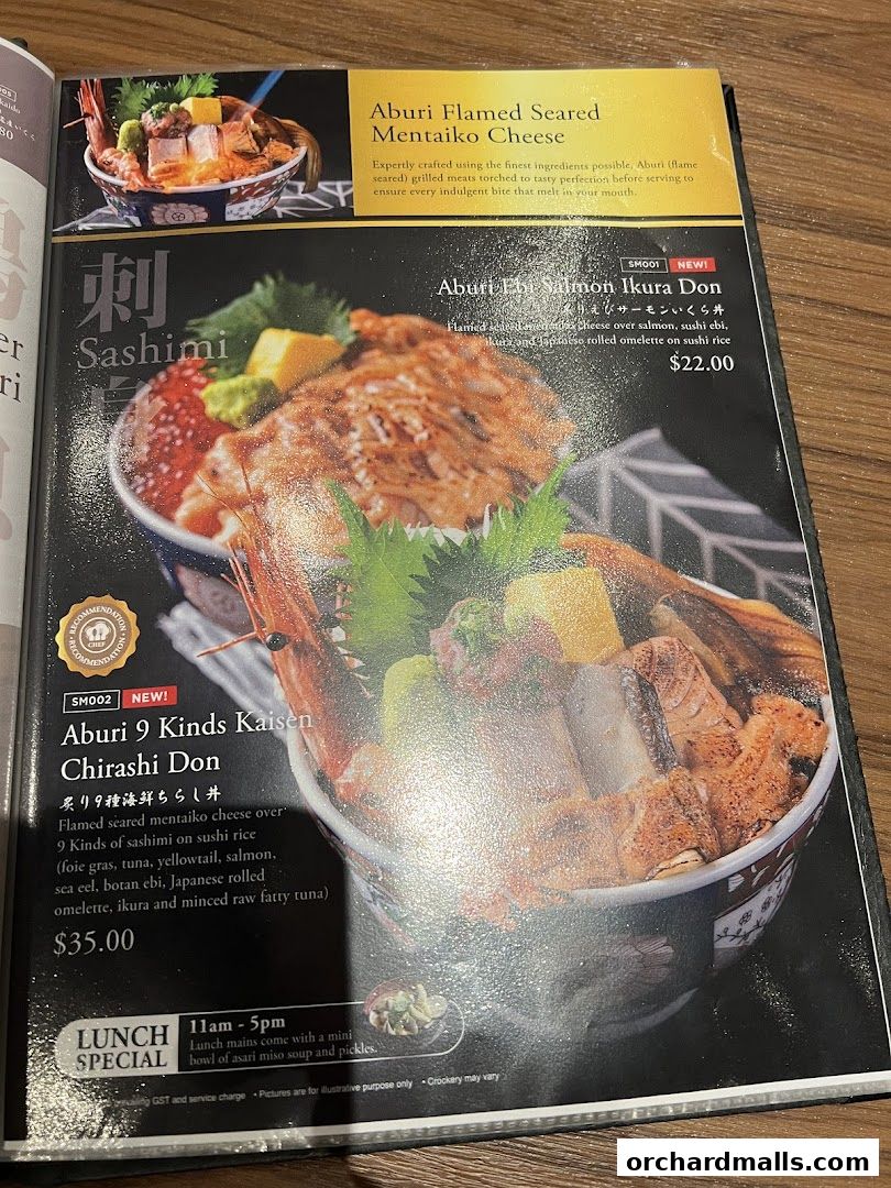 Menu page for Aburi-EN Isetan Scotts