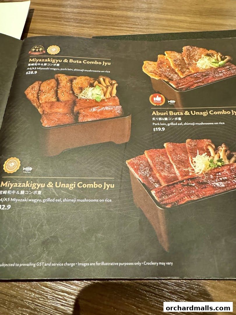 Menu page for Aburi-EN Isetan Scotts