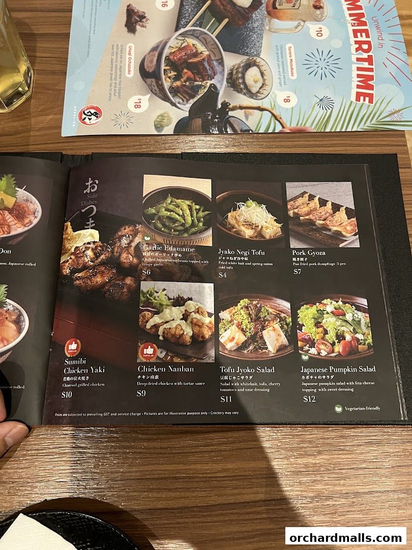 Menu page for Aburi-EN Isetan Scotts