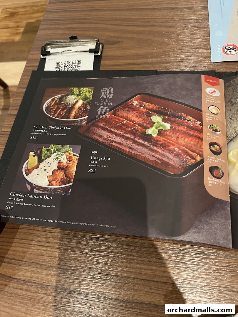 Menu page for Aburi-EN Isetan Scotts