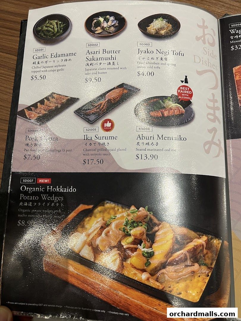 Menu page for Aburi-EN Isetan Scotts