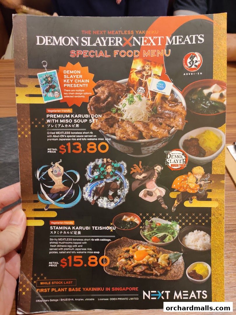Menu page for Aburi-EN Isetan Scotts