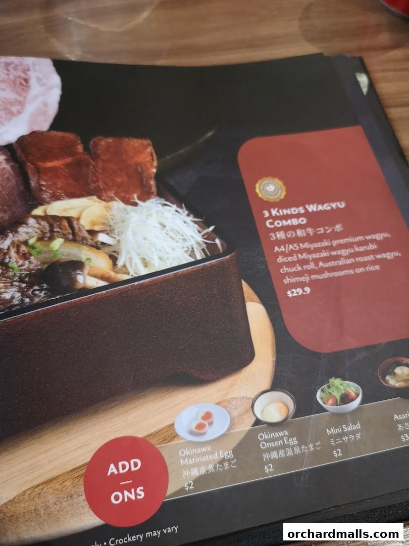 Menu page for Aburi-EN Isetan Scotts