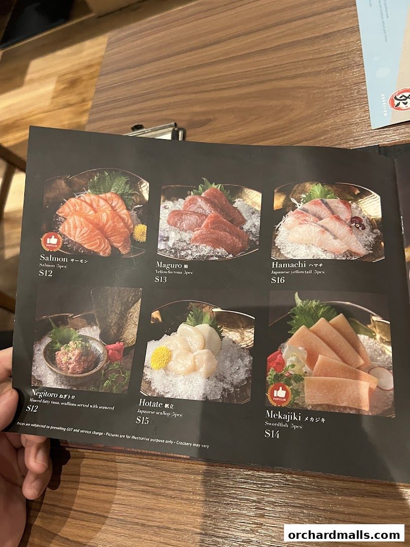 Menu page for Aburi-EN Isetan Scotts