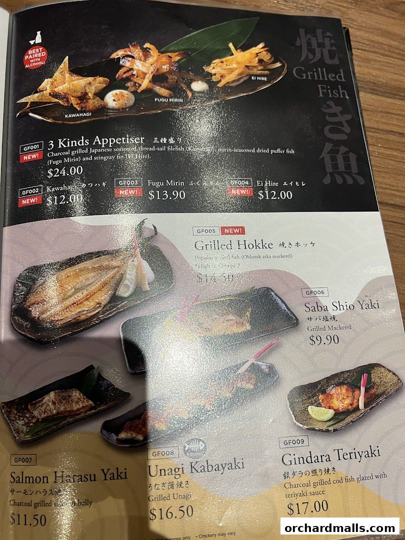 Menu page for Aburi-EN Isetan Scotts