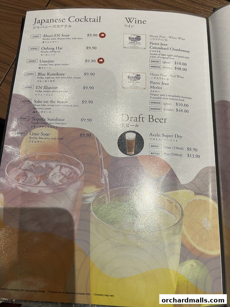 Menu page for Aburi-EN Isetan Scotts