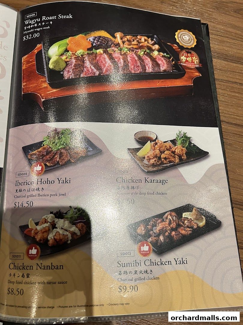 Menu page for Aburi-EN Isetan Scotts