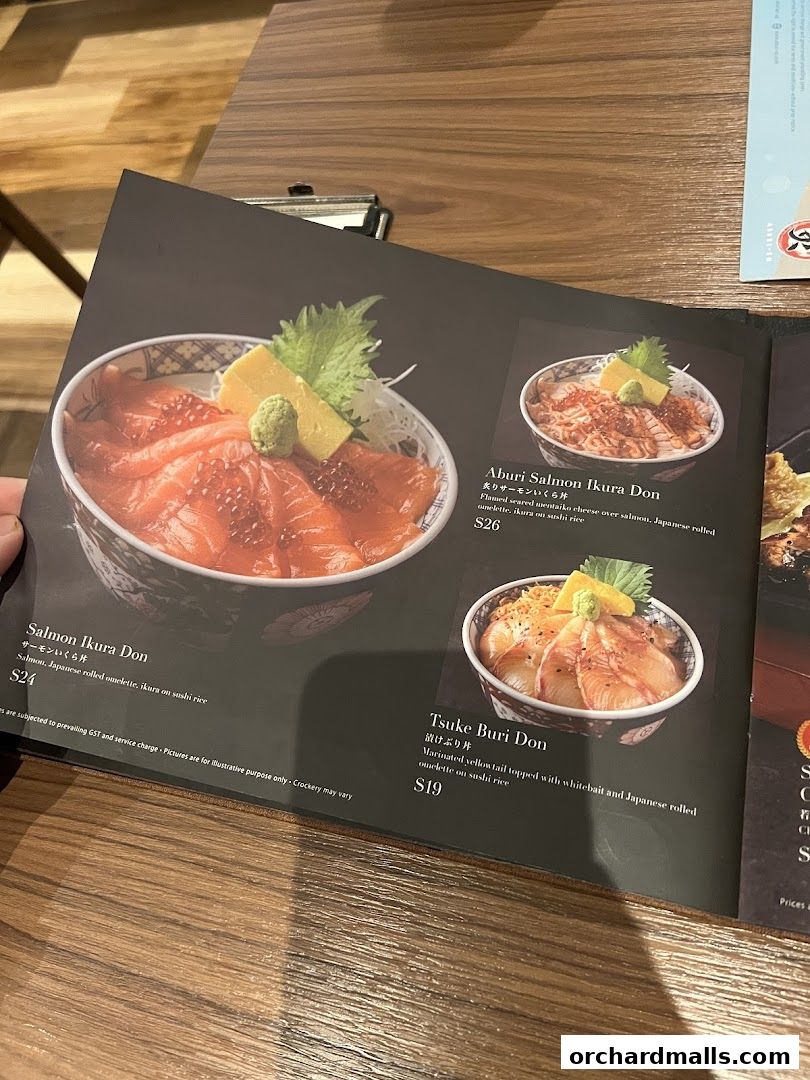 Menu page for Aburi-EN Isetan Scotts
