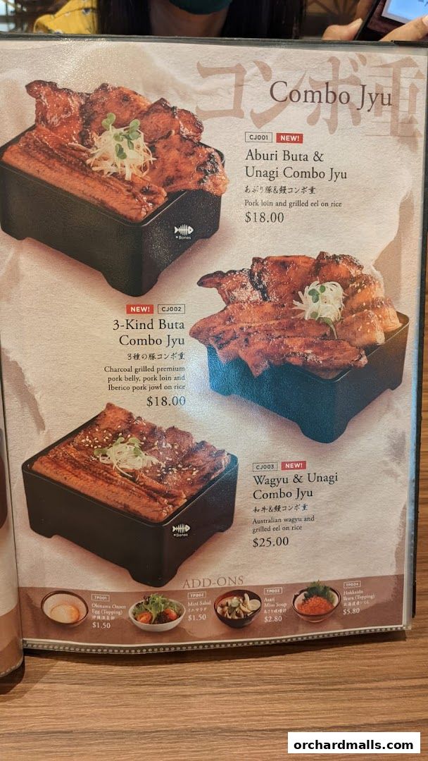 Menu page for Aburi-EN Isetan Scotts