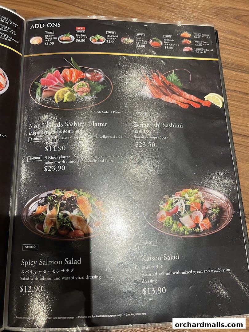 Menu page for Aburi-EN Isetan Scotts