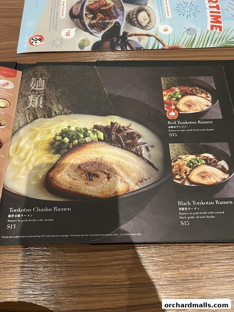 Menu page for Aburi-EN Isetan Scotts