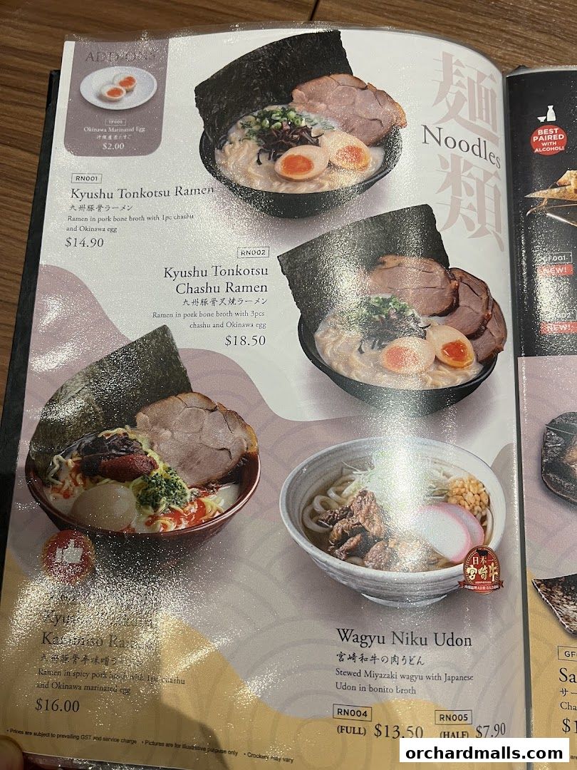 Menu page for Aburi-EN Isetan Scotts