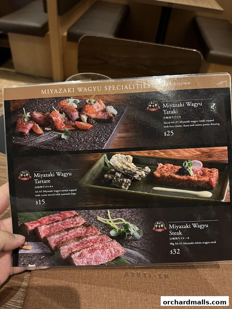 Menu page for Aburi-EN Isetan Scotts