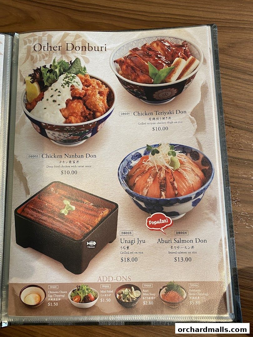 Menu page for Aburi-EN Isetan Scotts