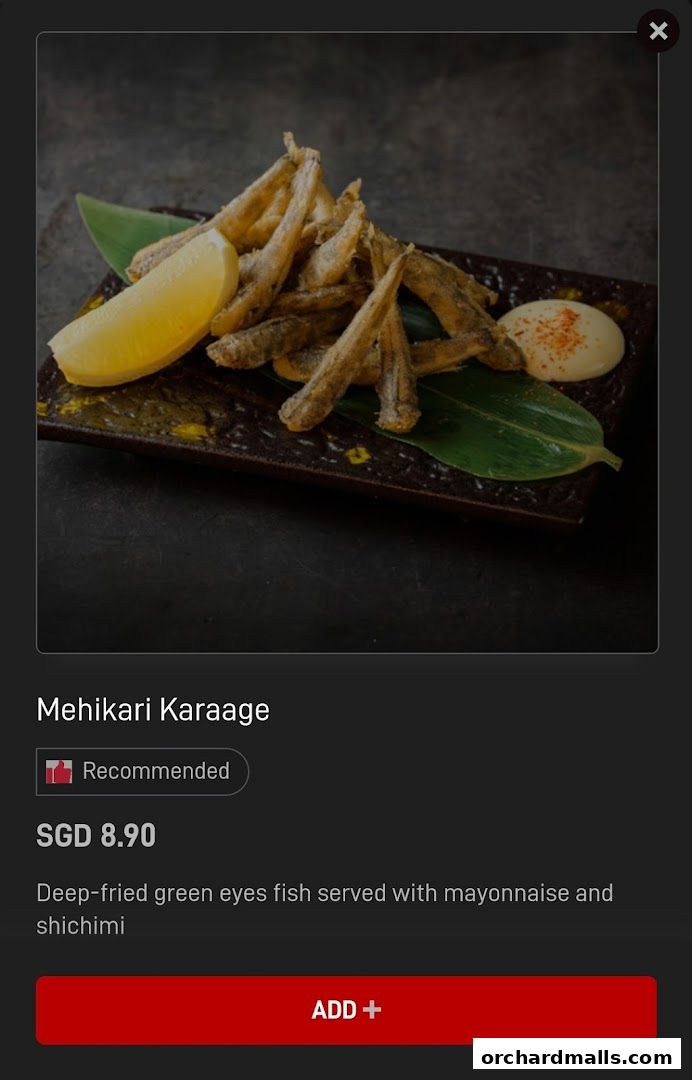 Menu page for Aburi-EN Isetan Scotts