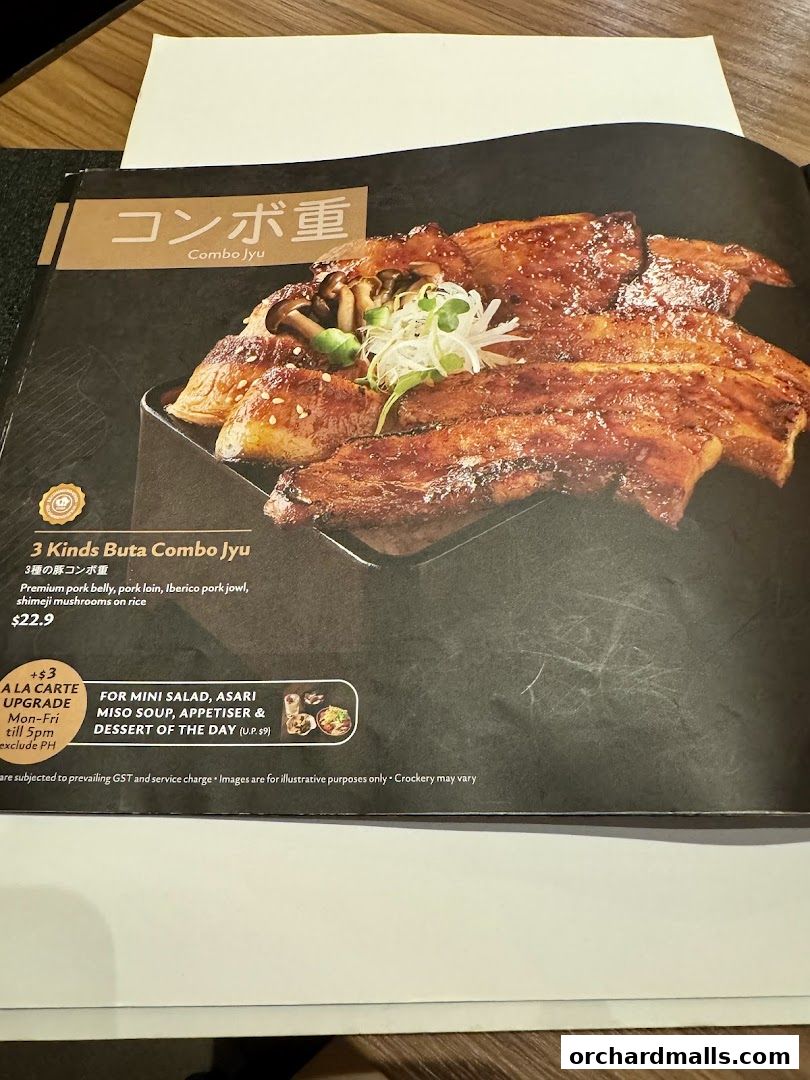 Menu page for Aburi-EN Isetan Scotts