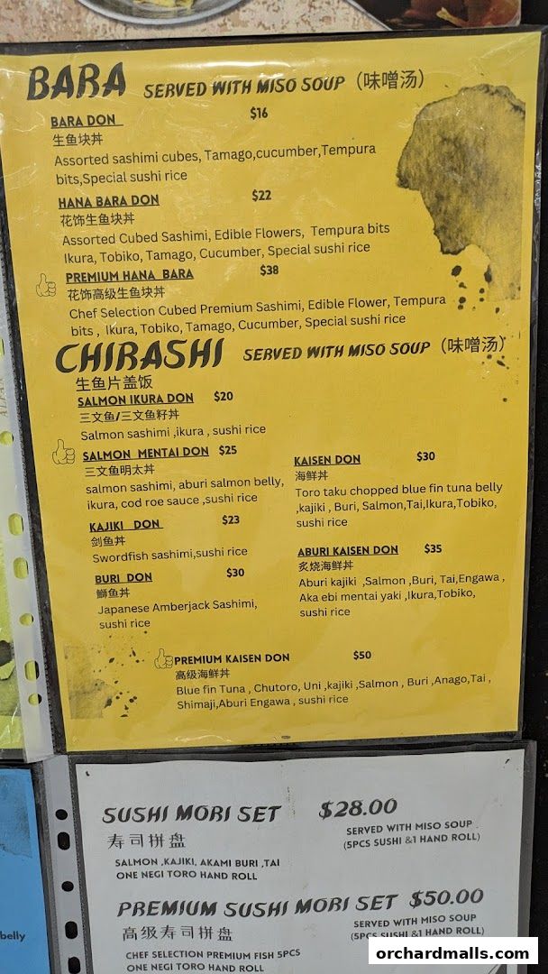 Menu page for Age Ya