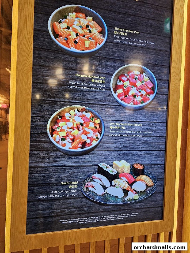 Menu page for Akashi Japanese Restaurant