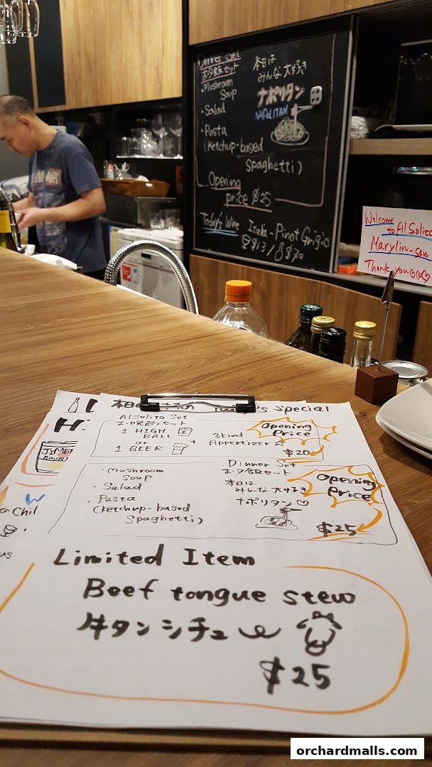 A handwritten menu for AL Solito Japanese Italian Izakaya, featuring specials and a limited item.