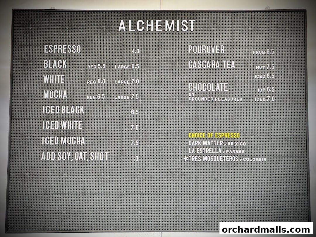 Menu page for Alchemist The Heeren