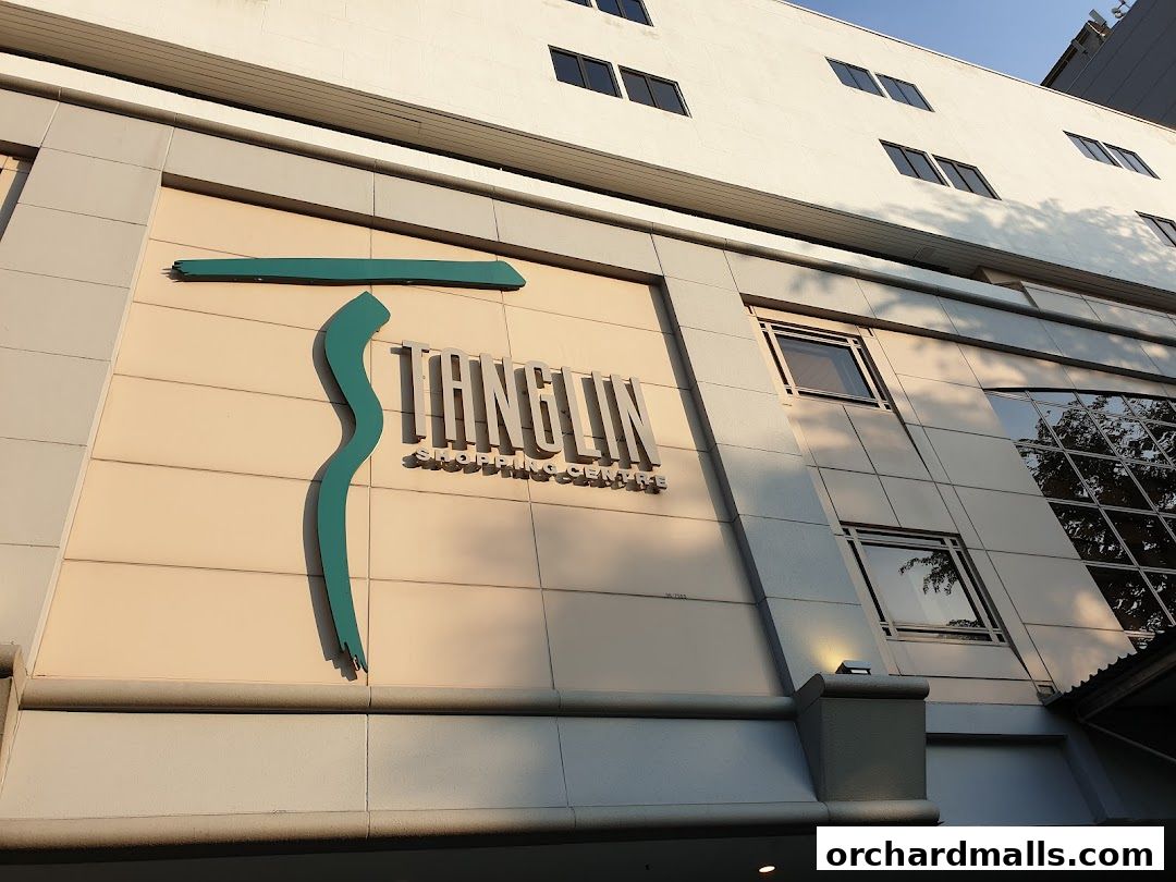 Exterior view of Tanglin Shopping Centre with its distinctive logo and architecture.