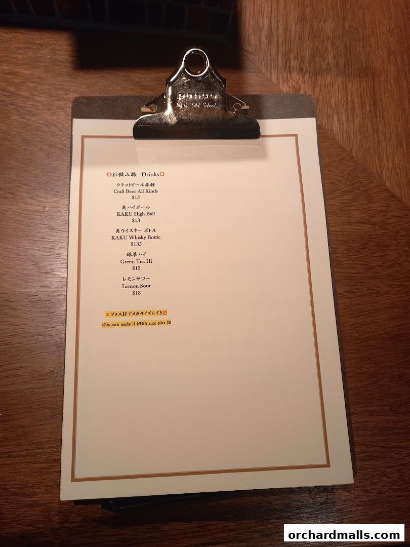 A menu from Apollon featuring drinks like craft beer, highballs, whisky, and tea.