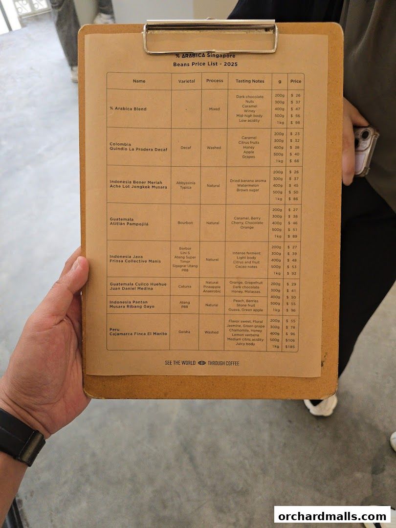 Menu page for  Arabica Singapore 313Somerset