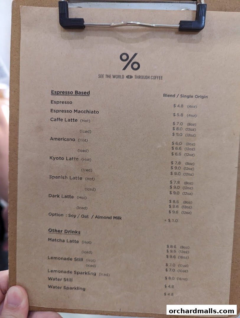 Menu page for  Arabica Singapore 313Somerset