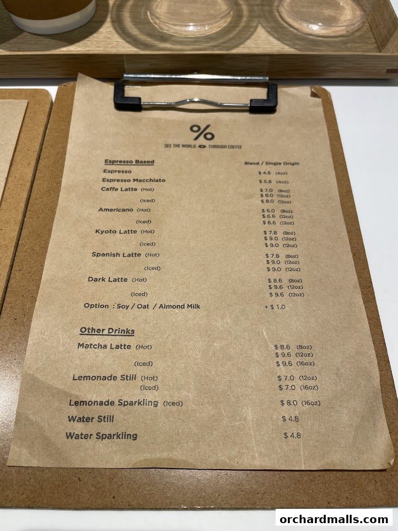 Menu page for  Arabica Singapore 313Somerset