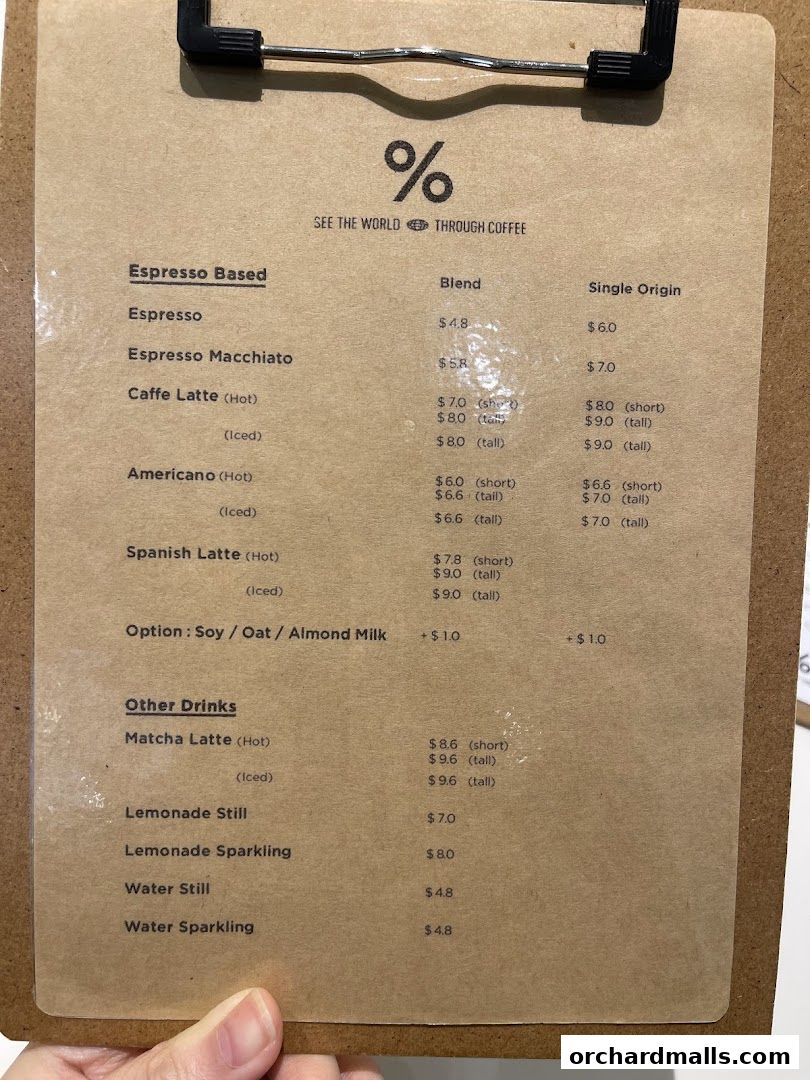 Menu page for  Arabica Singapore 313Somerset