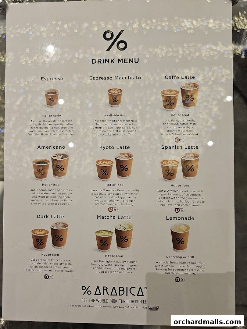 Menu page for  Arabica Singapore 313Somerset