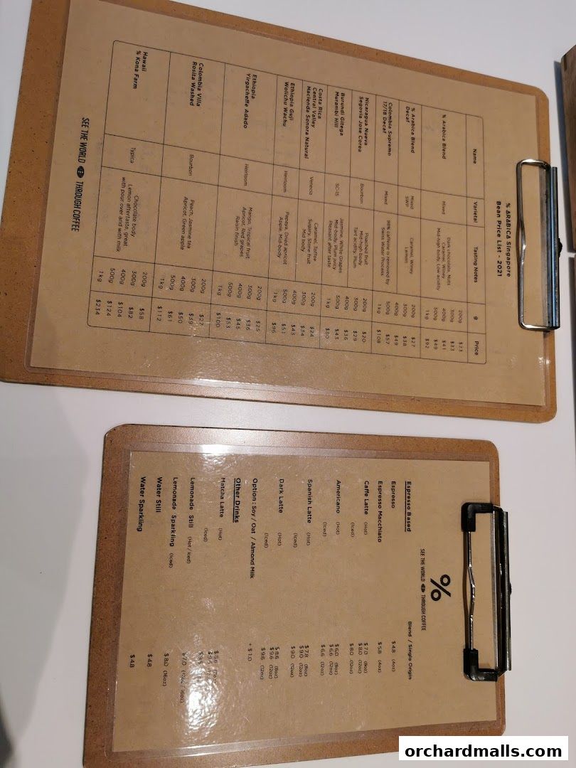 Menu page for  Arabica Singapore 313Somerset