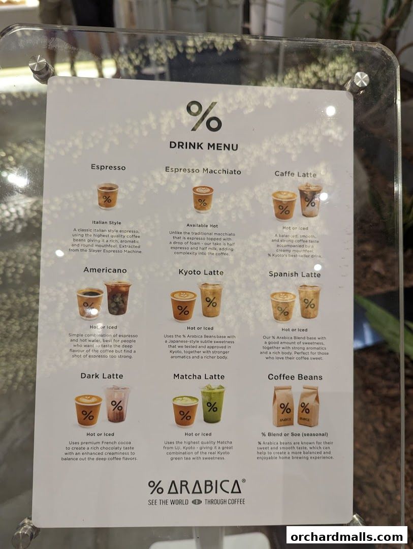 Menu page for  Arabica Singapore 313Somerset