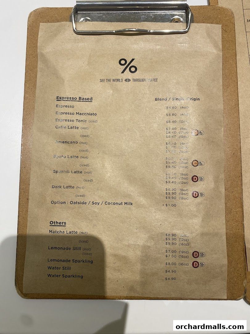 Menu page for  Arabica Singapore 313Somerset