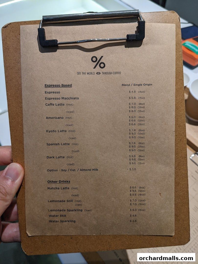 Menu page for  Arabica Singapore 313Somerset