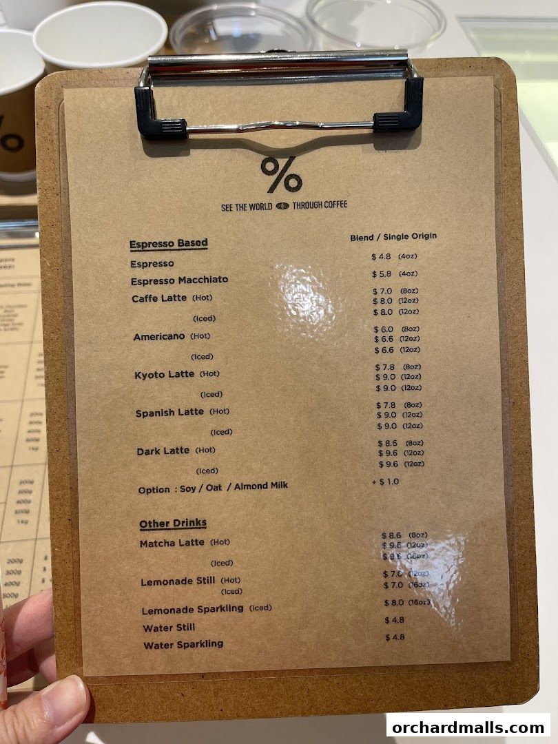 Menu page for  Arabica Singapore 313Somerset