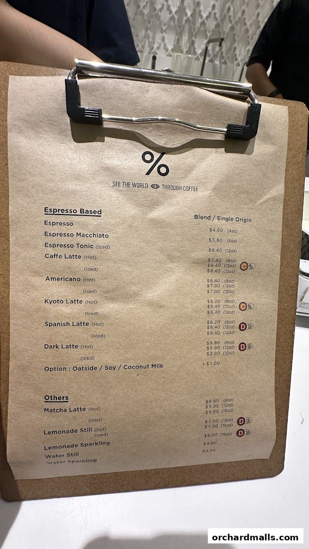 Menu page for  Arabica Singapore 313Somerset