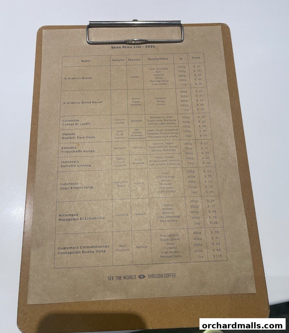 Menu page for  Arabica Singapore 313Somerset