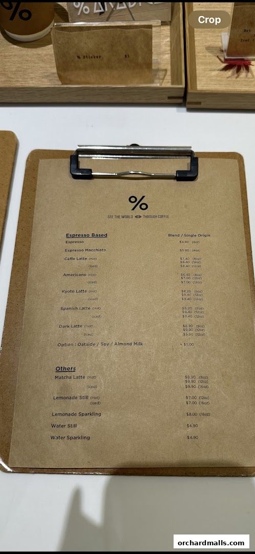 Menu page for  Arabica Singapore 313Somerset