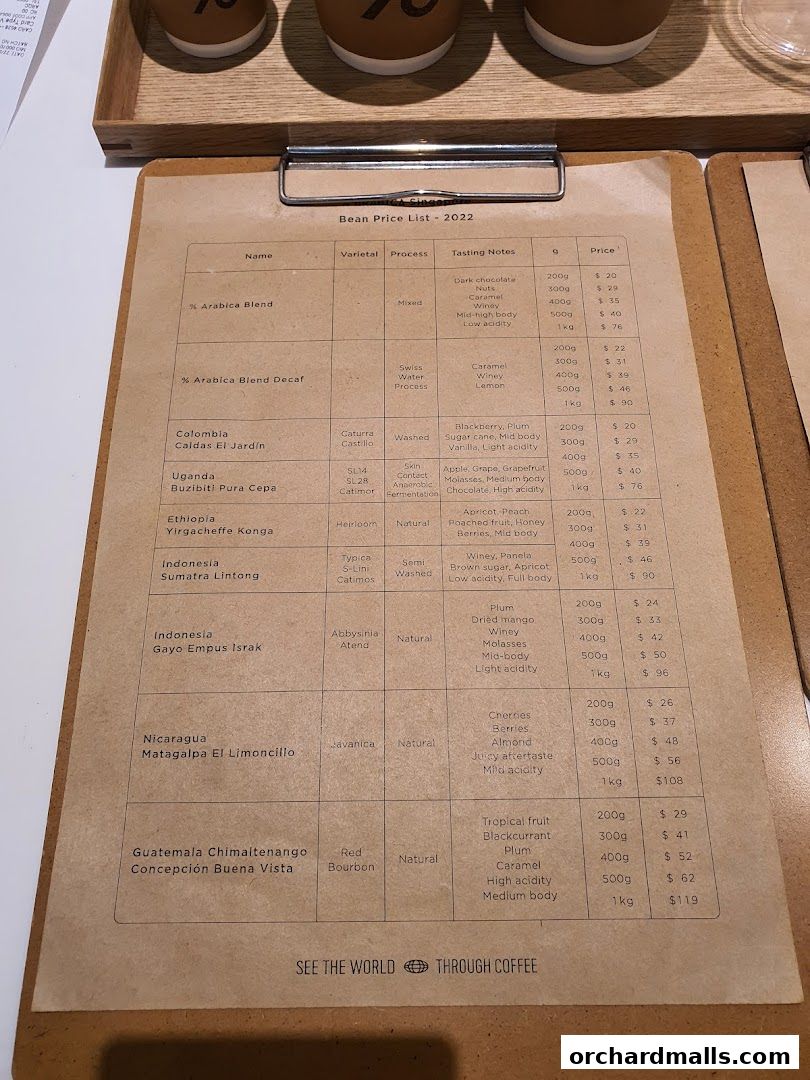 Menu page for  Arabica Singapore 313Somerset