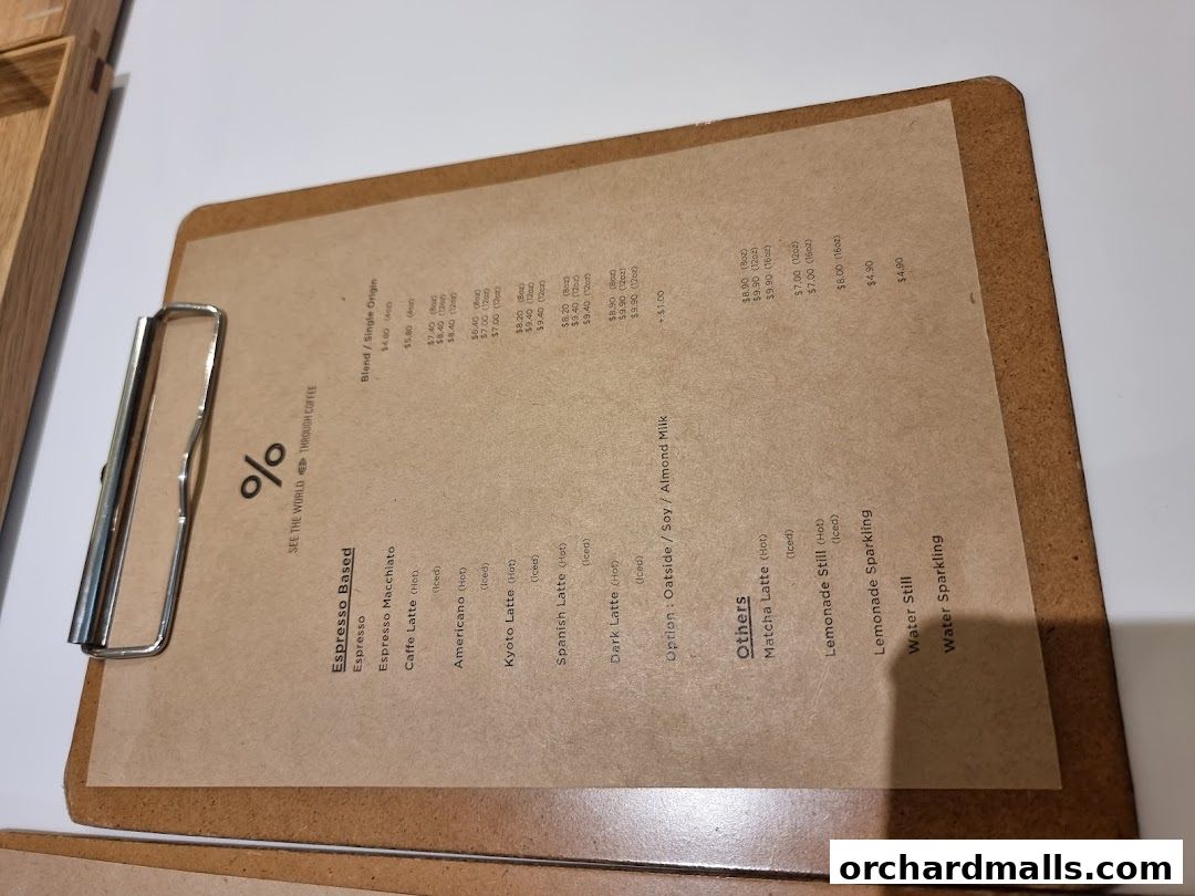 Menu page for  Arabica Singapore 313Somerset