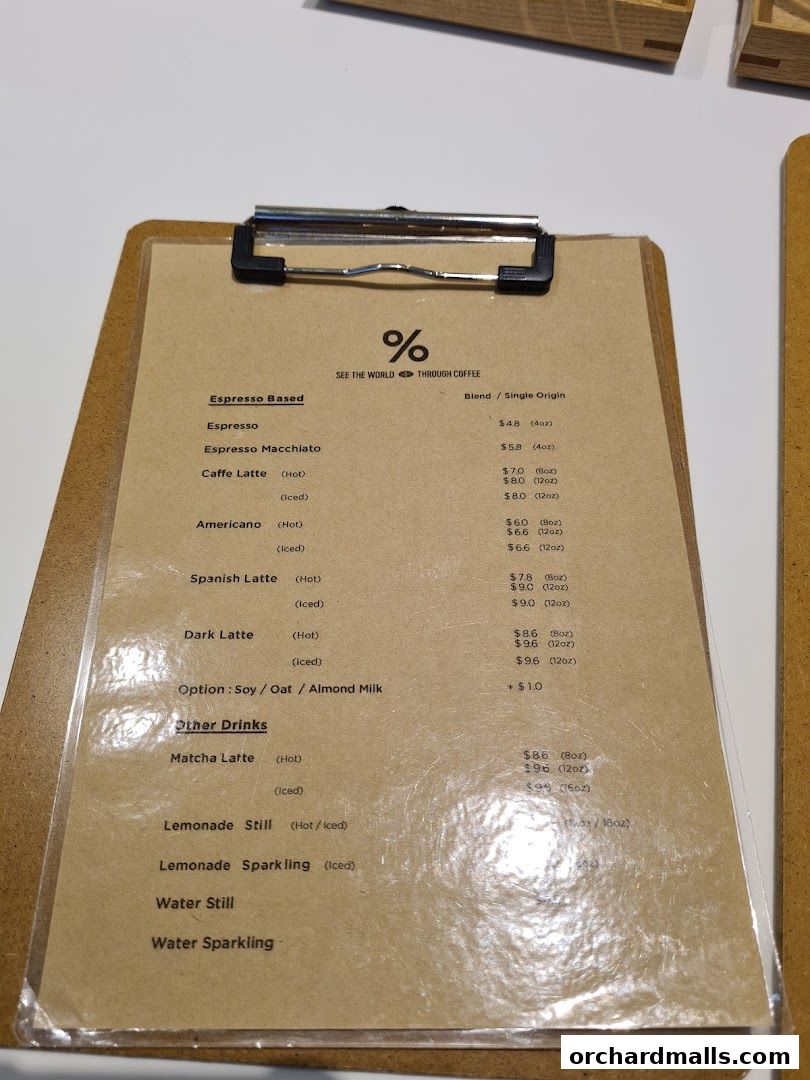 Menu page for  Arabica Singapore 313Somerset