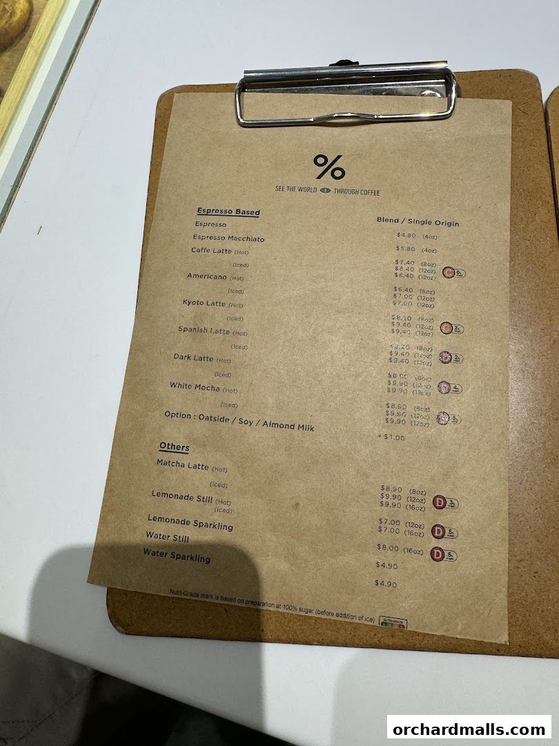 Menu page for  Arabica Singapore 313Somerset